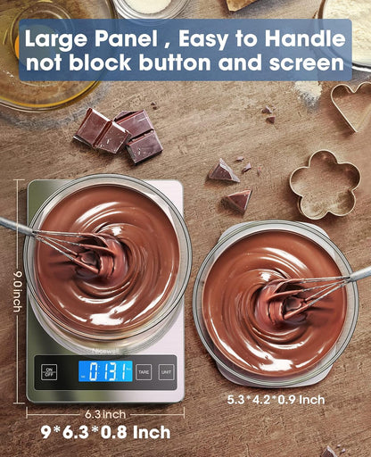 Food Scale, 22Lb Digital Kitchen Scale Weight Grams and Oz for Cooking Baking, 1G/0.1Oz Precise Graduation, Stainless Steel and Tempered Glass